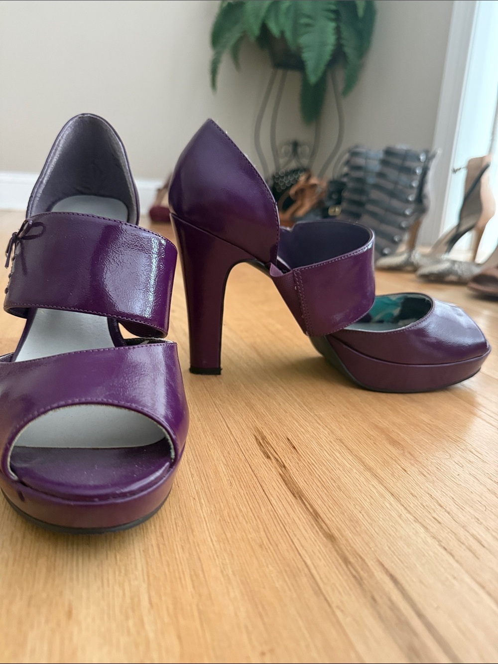 Madden Girl Purple Patent Platform Mary Jane Heels